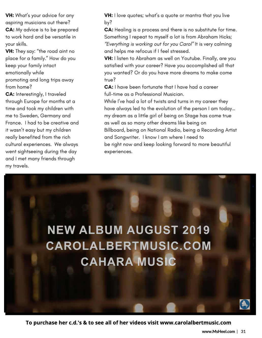 Ms Heel Magazine Interviews Carol Albert