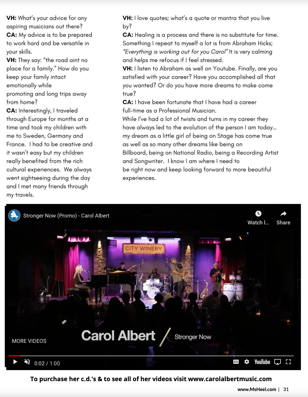 Carol Albert Ms Heel Interview